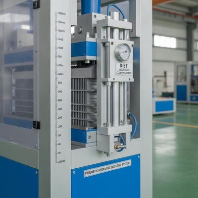 300-1300 mm Kernlänge Platten-Finnen-Wärmetauscher Kernmontagemaschine mit 0-5T verstellbarer Klemmkraft und pneumatisch-hydraulischem Antriebssystem